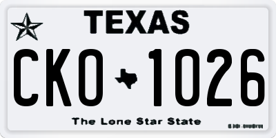 TX license plate CKO1026
