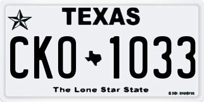 TX license plate CKO1033