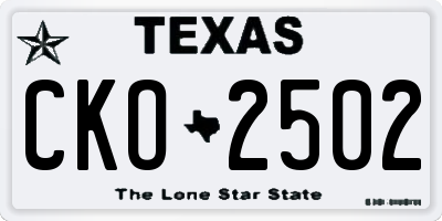TX license plate CKO2502