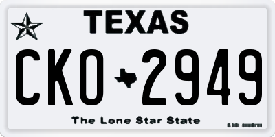 TX license plate CKO2949