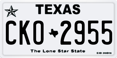 TX license plate CKO2955