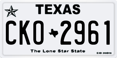 TX license plate CKO2961