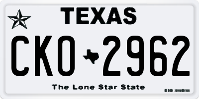 TX license plate CKO2962