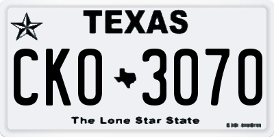 TX license plate CKO3070