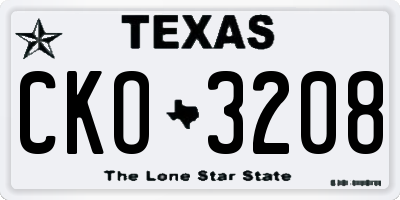 TX license plate CKO3208