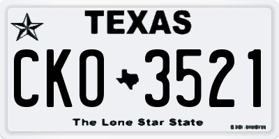 TX license plate CKO3521