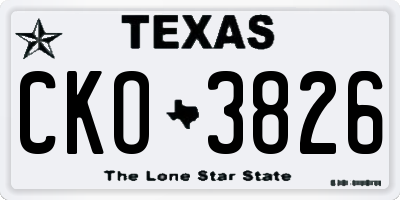 TX license plate CKO3826