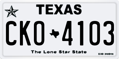 TX license plate CKO4103
