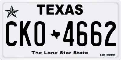 TX license plate CKO4662