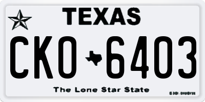 TX license plate CKO6403