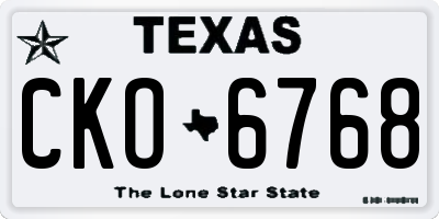 TX license plate CKO6768