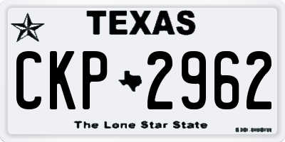 TX license plate CKP2962
