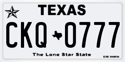 TX license plate CKQ0777