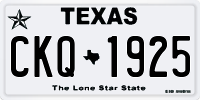 TX license plate CKQ1925