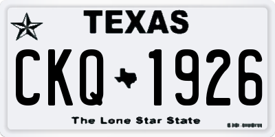 TX license plate CKQ1926