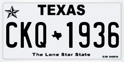 TX license plate CKQ1936