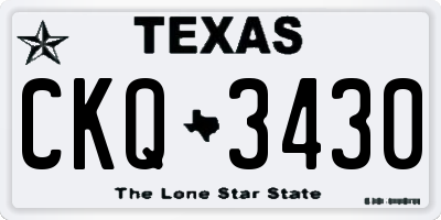 TX license plate CKQ3430