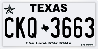 TX license plate CKQ3663
