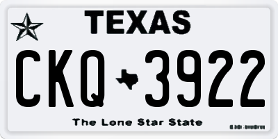 TX license plate CKQ3922