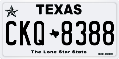 TX license plate CKQ8388