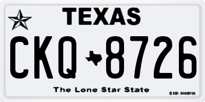 TX license plate CKQ8726