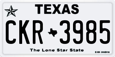 TX license plate CKR3985