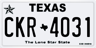 TX license plate CKR4031