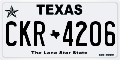 TX license plate CKR4206