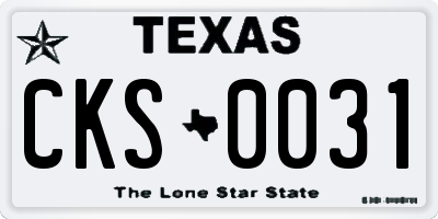 TX license plate CKS0031