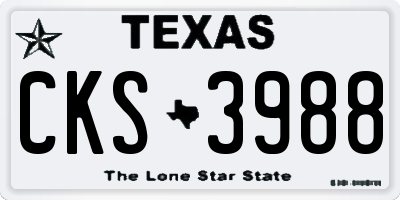 TX license plate CKS3988