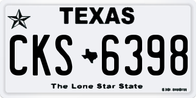 TX license plate CKS6398
