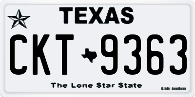 TX license plate CKT9363