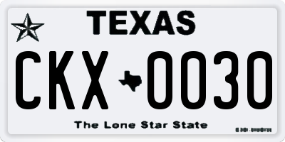 TX license plate CKX0030