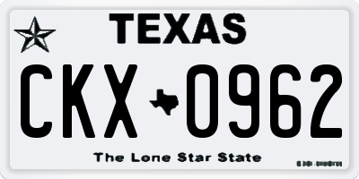 TX license plate CKX0962