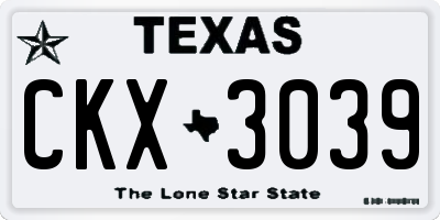 TX license plate CKX3039