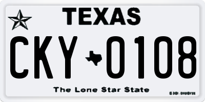 TX license plate CKY0108