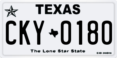 TX license plate CKY0180