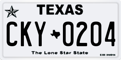 TX license plate CKY0204