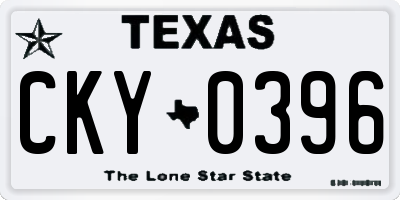 TX license plate CKY0396