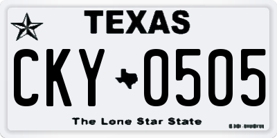 TX license plate CKY0505