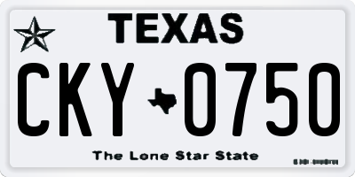 TX license plate CKY0750