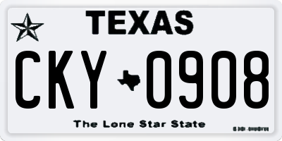 TX license plate CKY0908