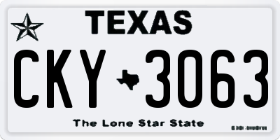 TX license plate CKY3063