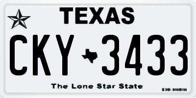 TX license plate CKY3433