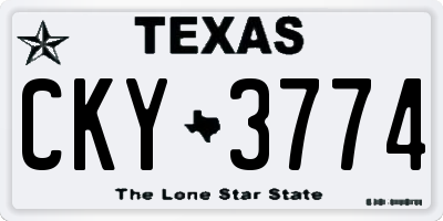 TX license plate CKY3774