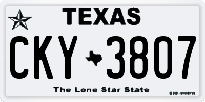 TX license plate CKY3807