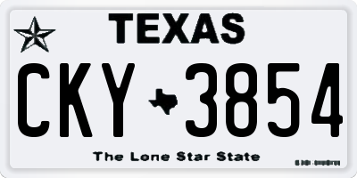 TX license plate CKY3854