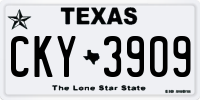 TX license plate CKY3909