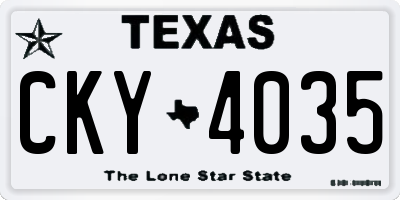 TX license plate CKY4035