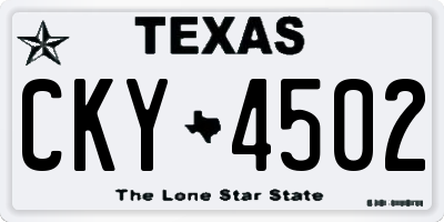 TX license plate CKY4502